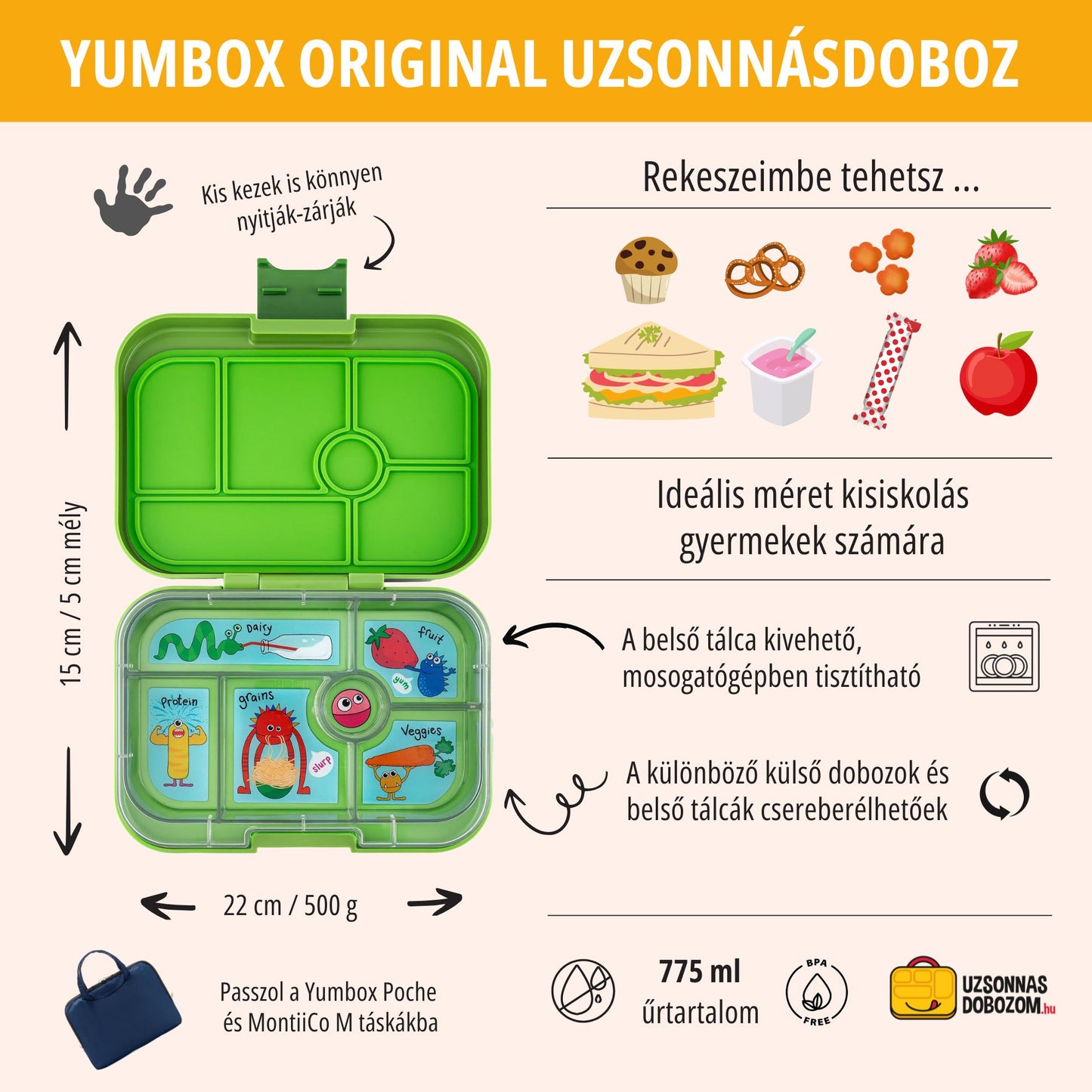 Yumbox Original Jurassic Green / Funny Monsters