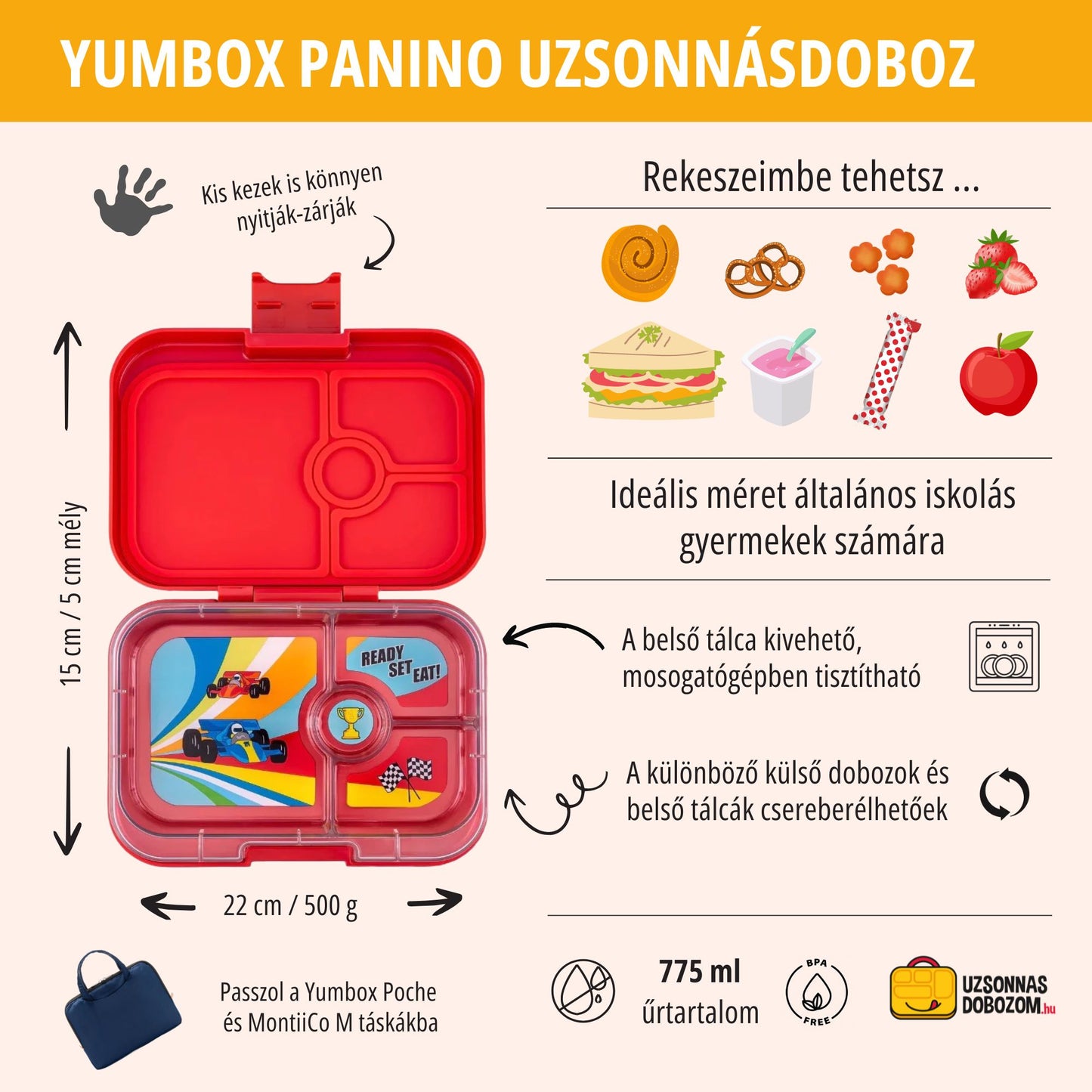 Yumbox Panino Roar Red / Race Cars