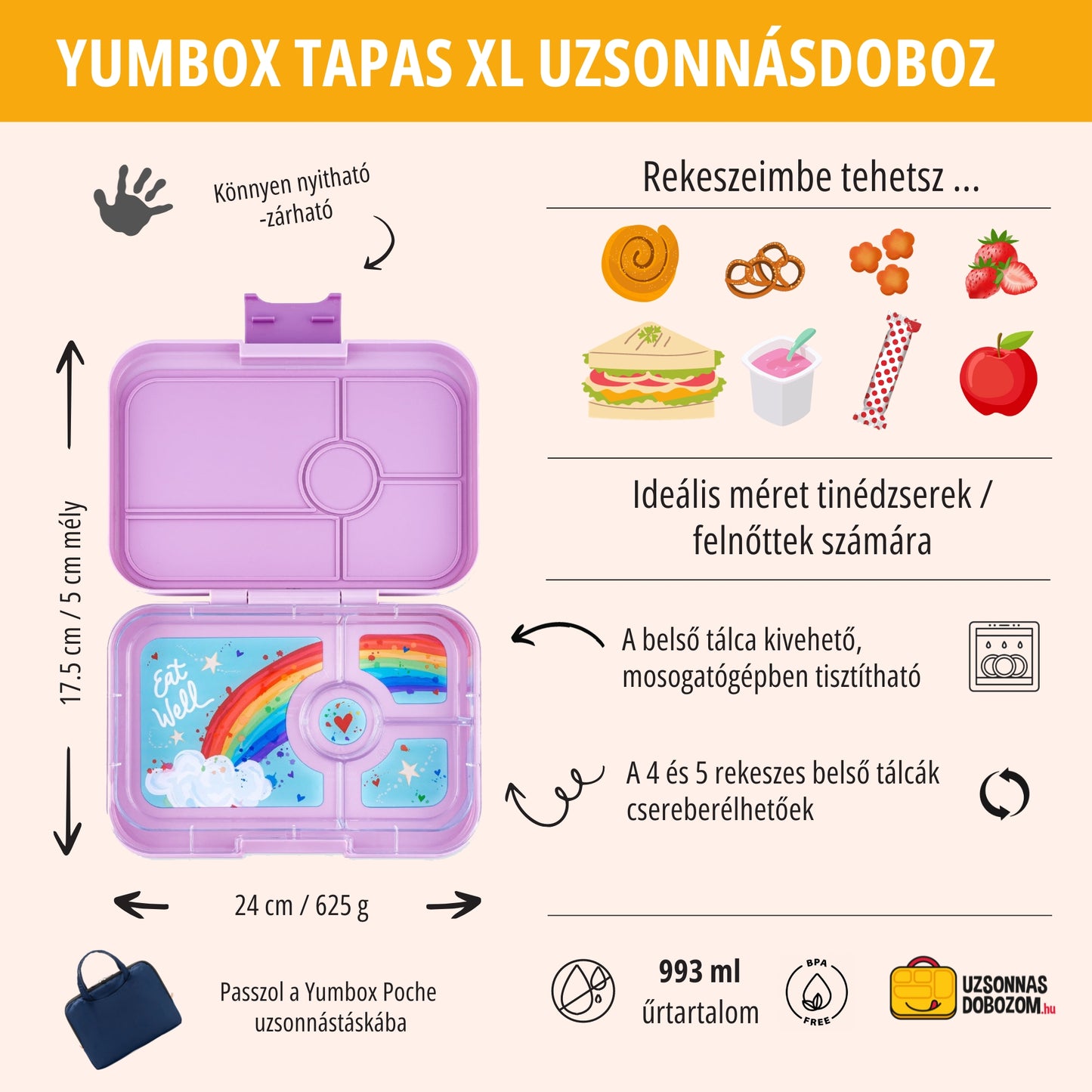 Yumbox Tapas XL Seville Purple / Rainbow (4 rekeszes)