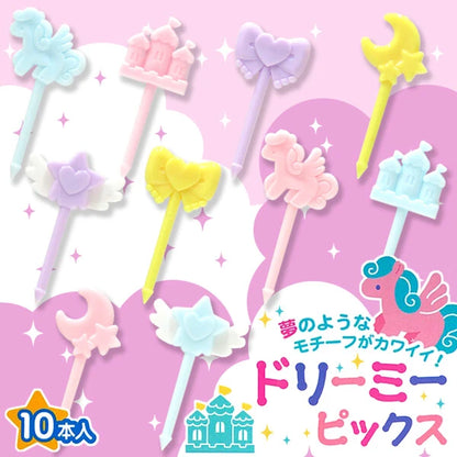 10 mini bețișoare - unicorn, castel, fundă, lună, stea