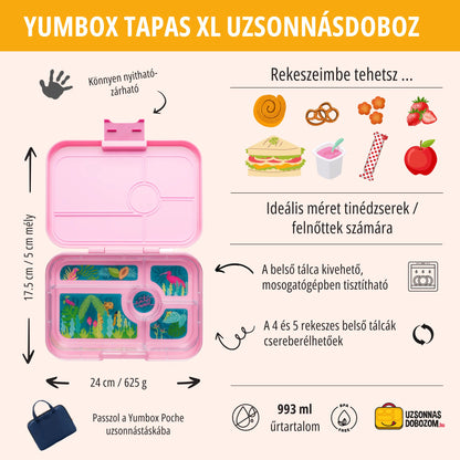 Yumbox Tapas XL Capri Pink / Pastel Jungle (5 compartimente)