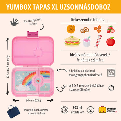Yumbox Tapas XL Capri pink / Rainbow (4 compartimente)