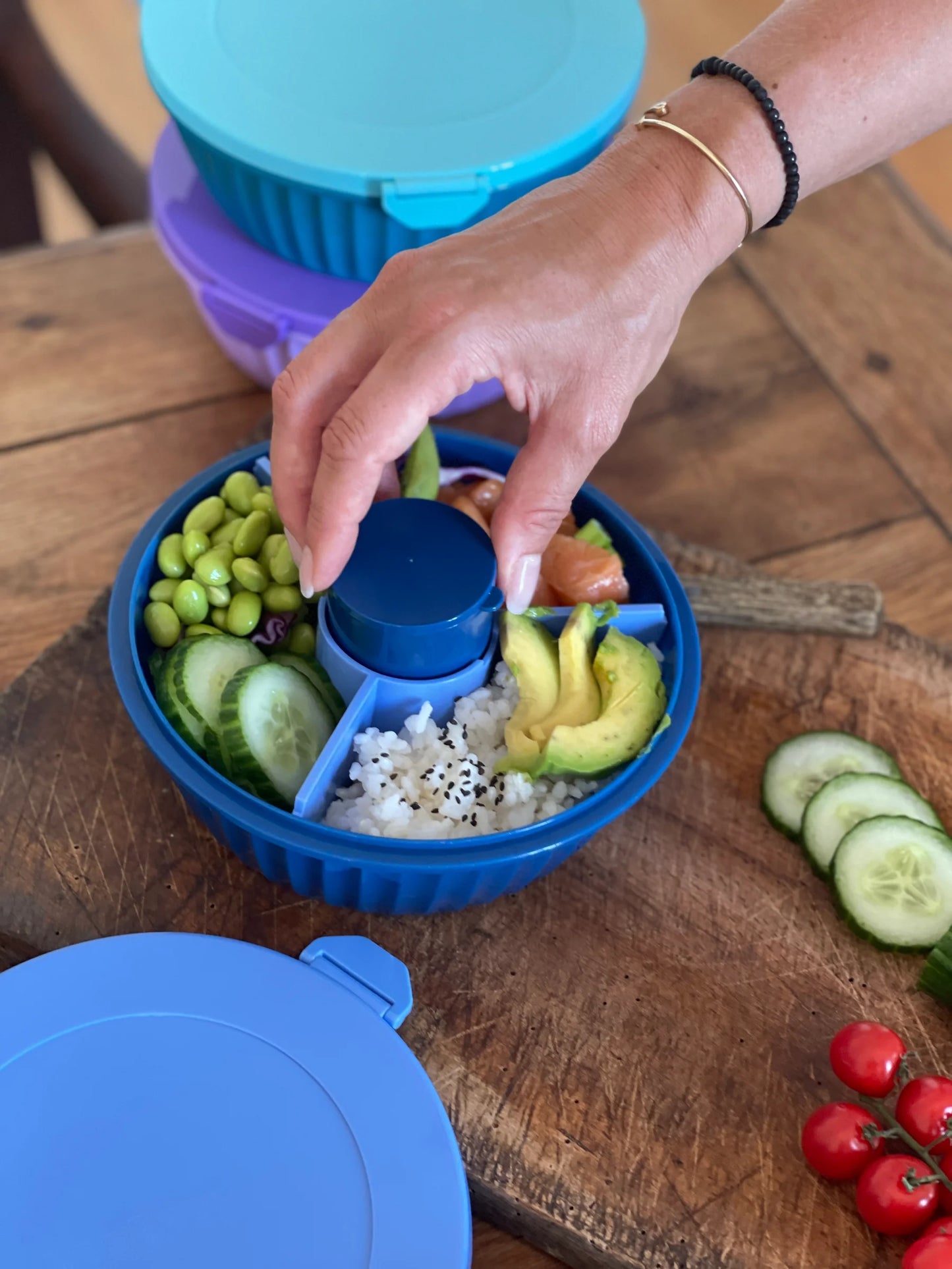 Yumbox salátás doboz - sötétkék