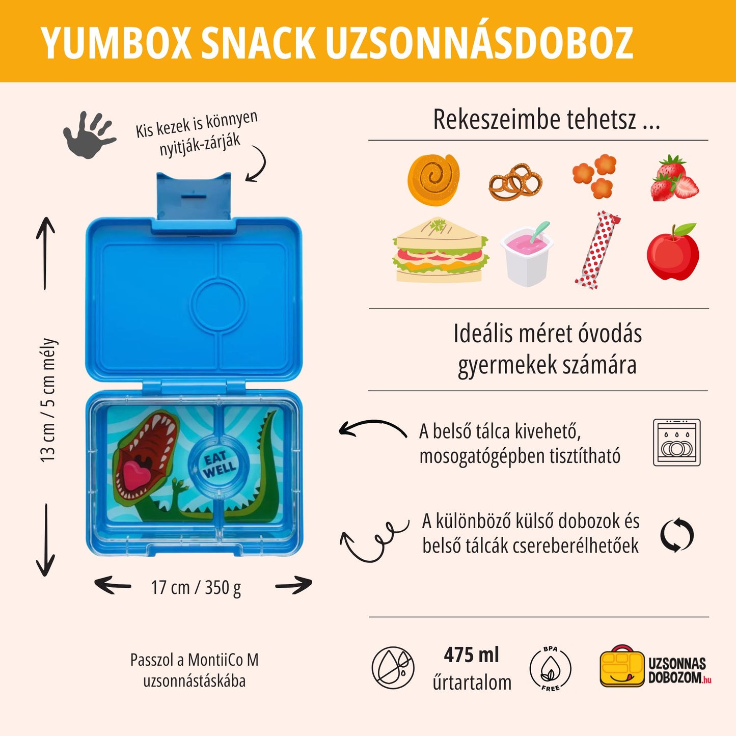 Yumbox Snack Surf Blue / Dinosaur