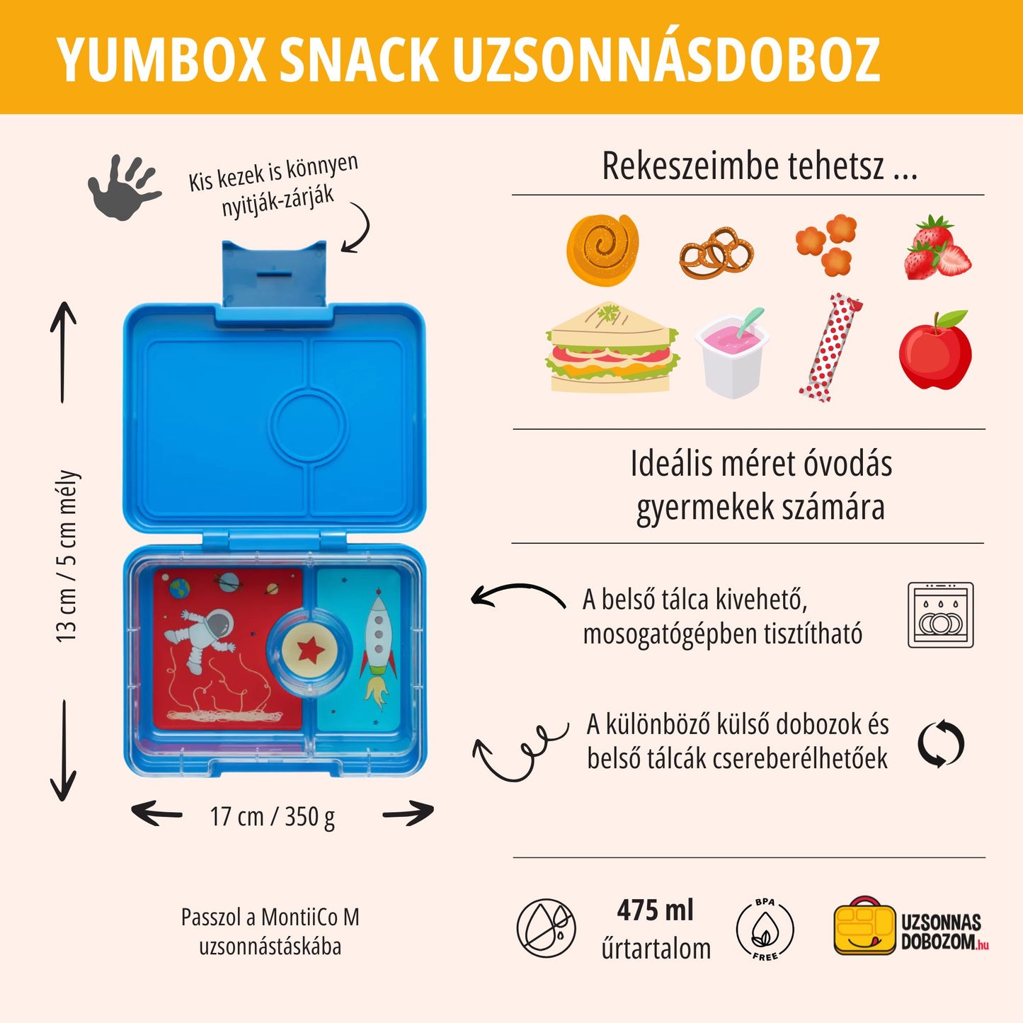 Yumbox Snack Surf Blue / Rocket
