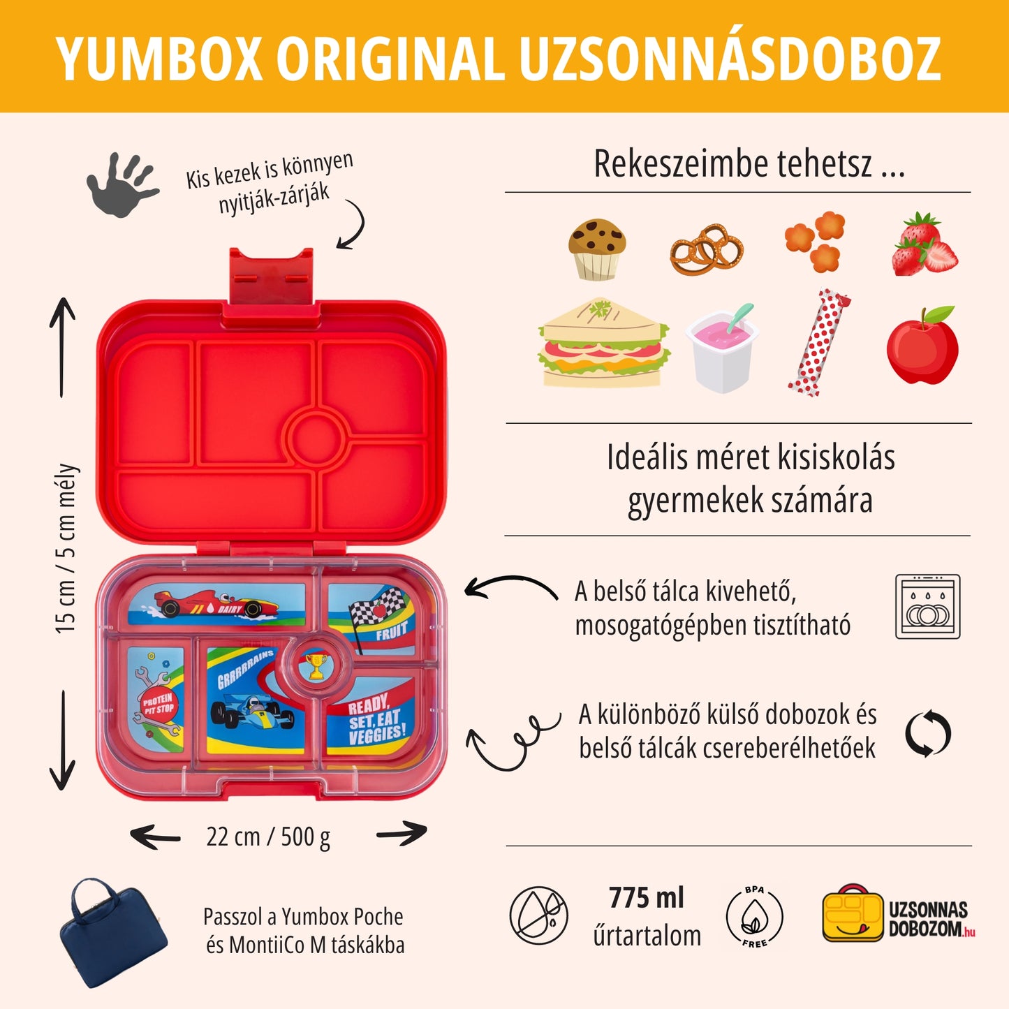 Yumbox Original Roar Red / Race Cars