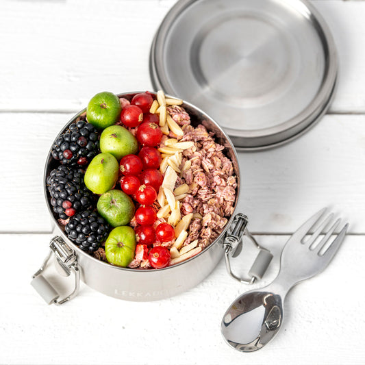 Lekkabox Clipsy - cutie rotundă din oțel inoxidabil pentru depozitarea alimentelor