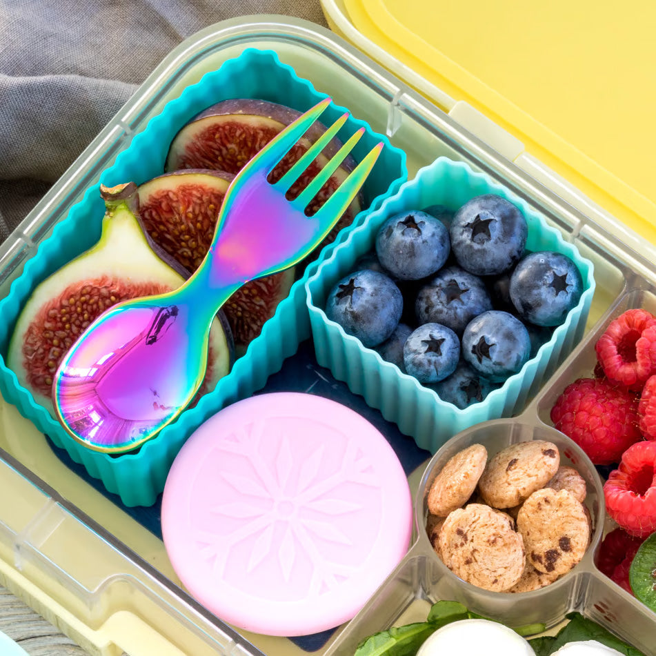 Rozsdamentes acél kanál-villa - szivárványos