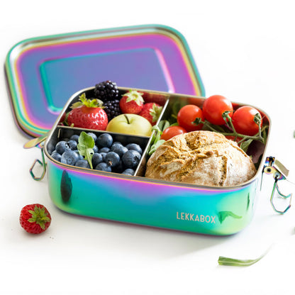 Lekkabox Rainbow Safe 3 rekeszes 1000 ml - rozsdamentes uzsonnásdoboz