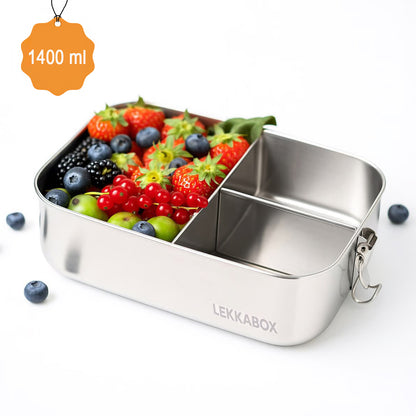 Lekkabox Safe 3 rekeszes 1400 ml - rozsdamentes uzsonnásdoboz