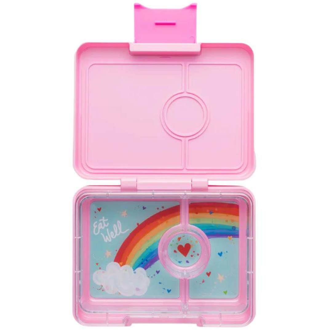 Yumbox Snack Power Pink / Rainbow uzsonnásdoboz, szivárványos tálcával